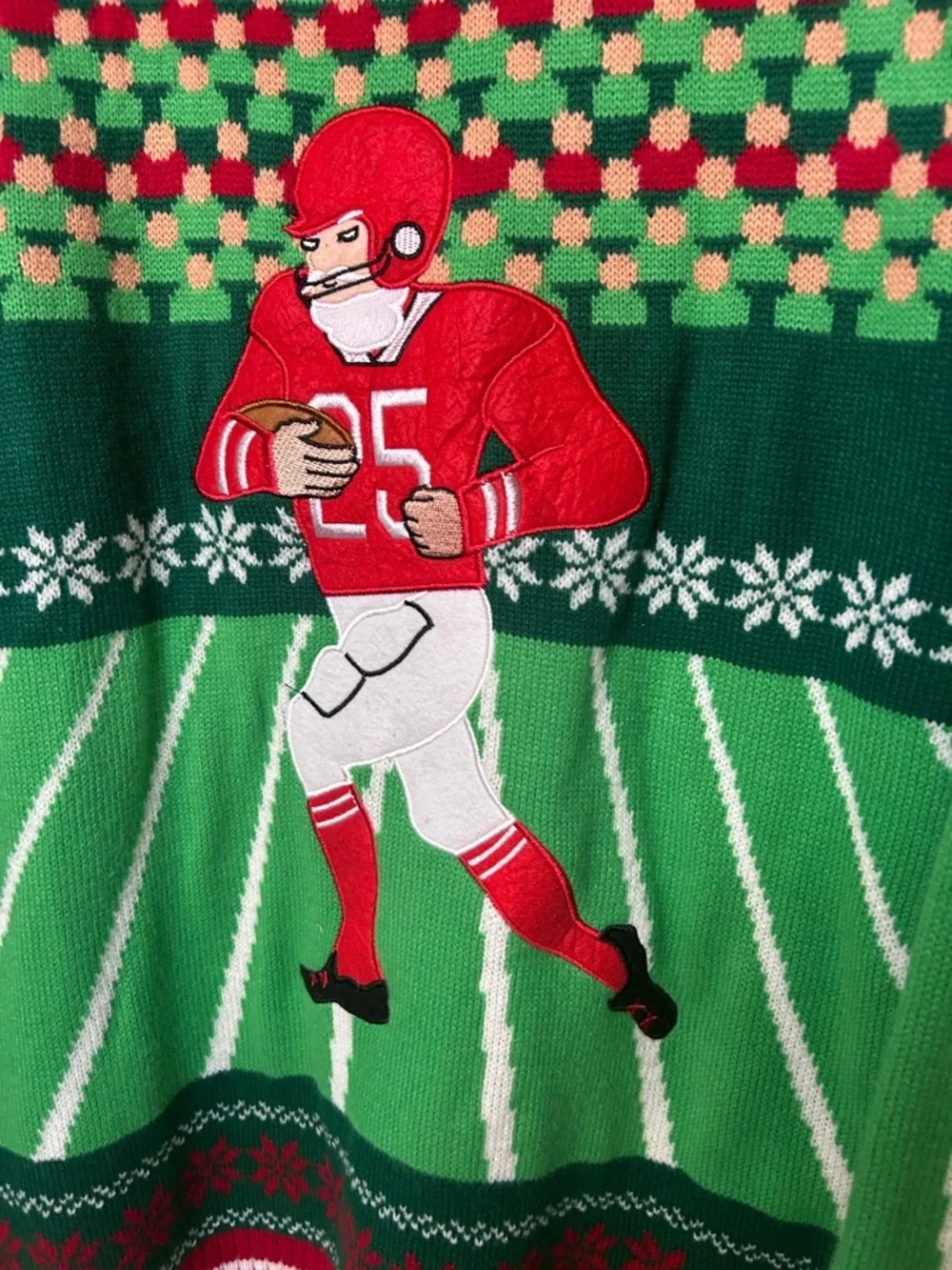 Green Football Player Crewneck Sweater